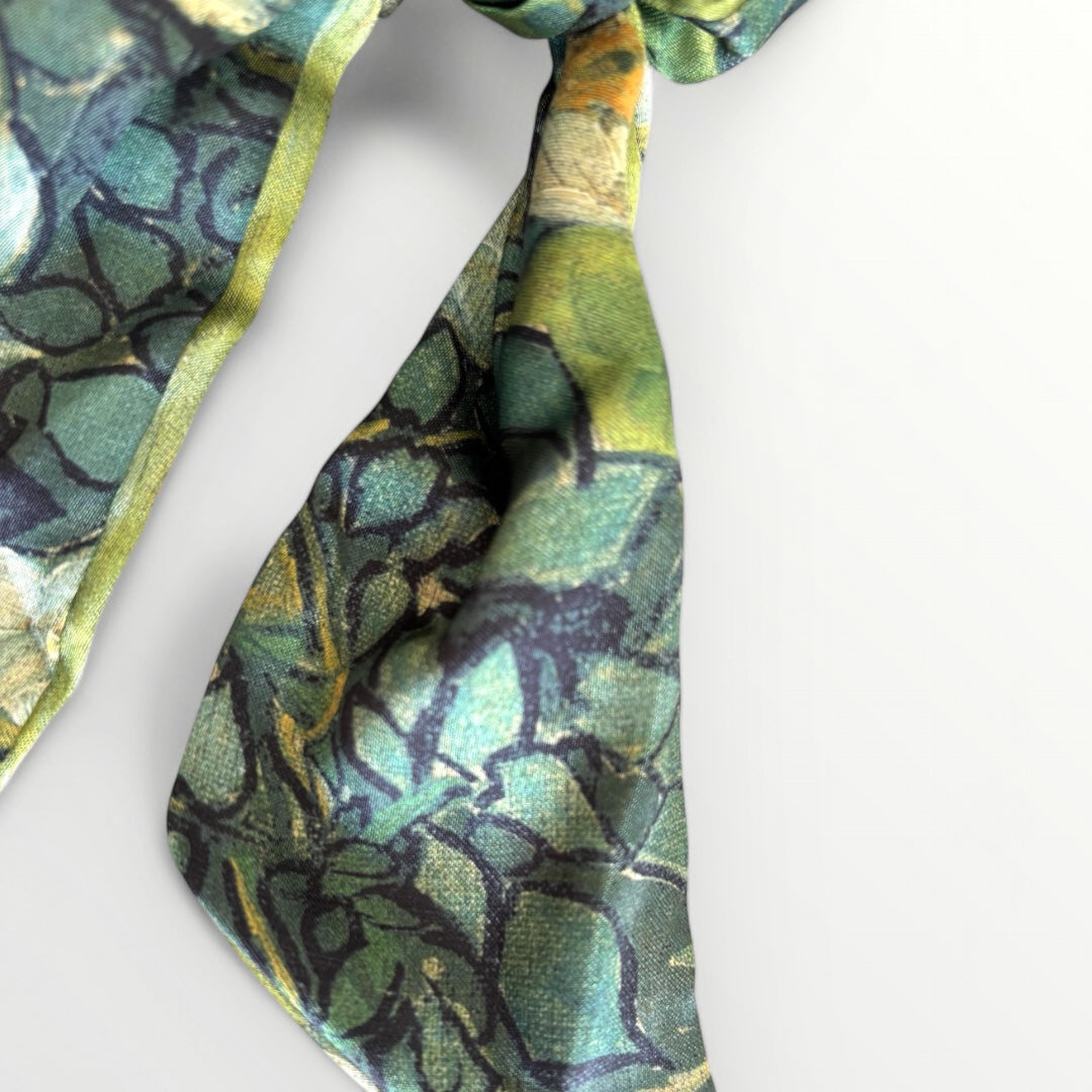 Green Floral Scrunchie