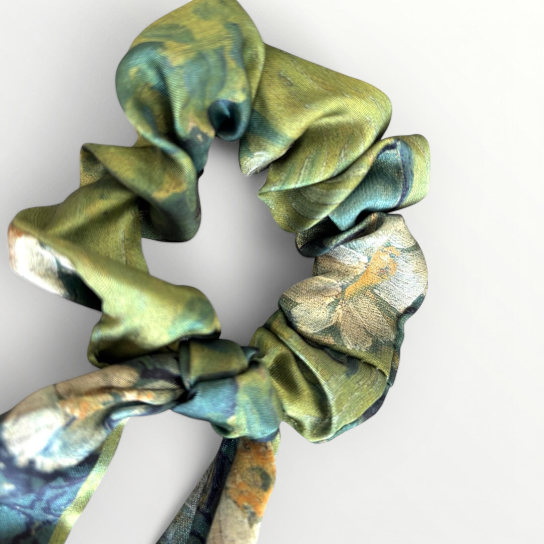 Green Floral Scrunchie