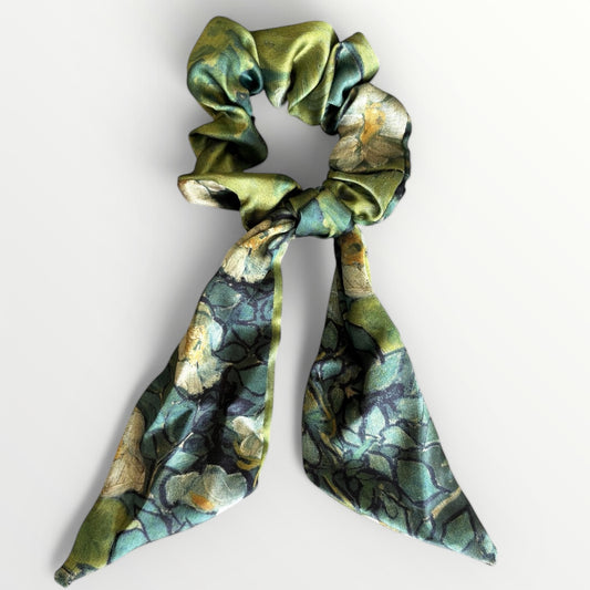 Green Floral Scrunchie